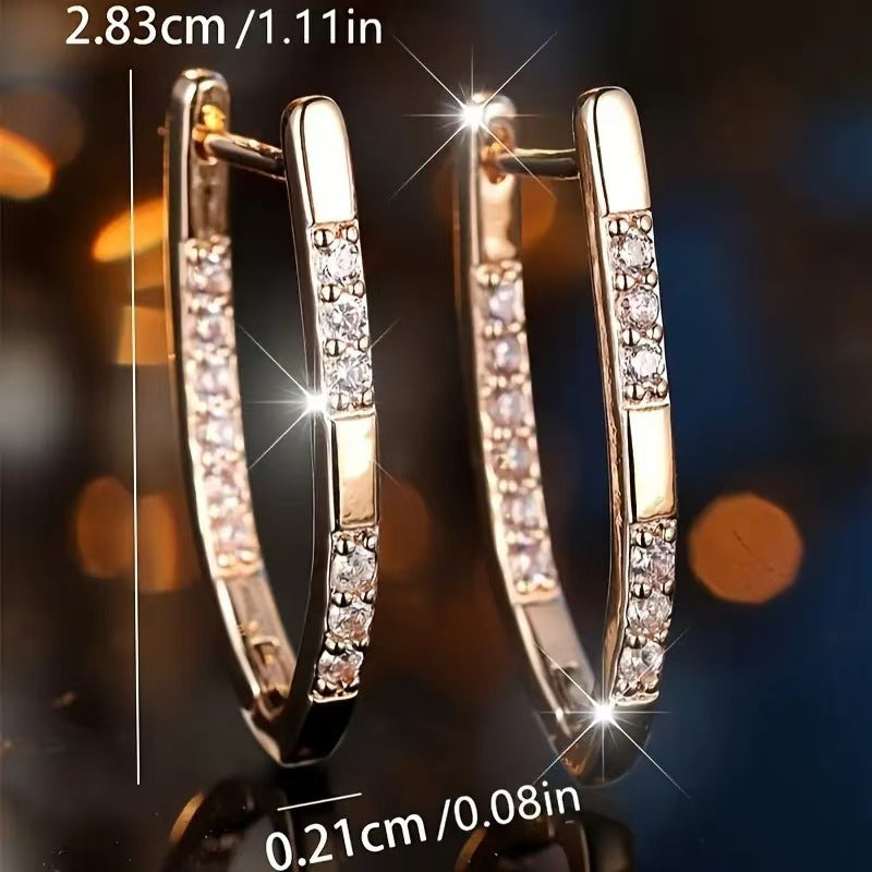 V Shape Zircon Luxe Earrings