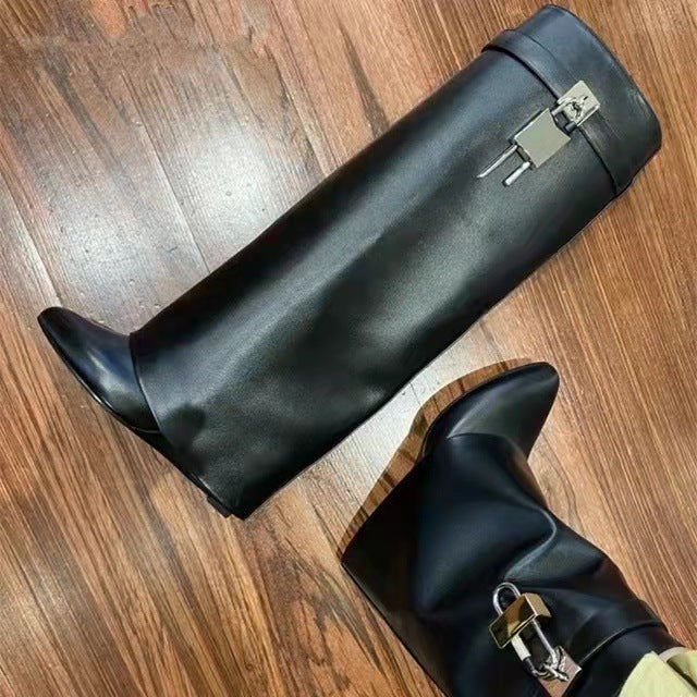 Wedge Heel Pants Boots