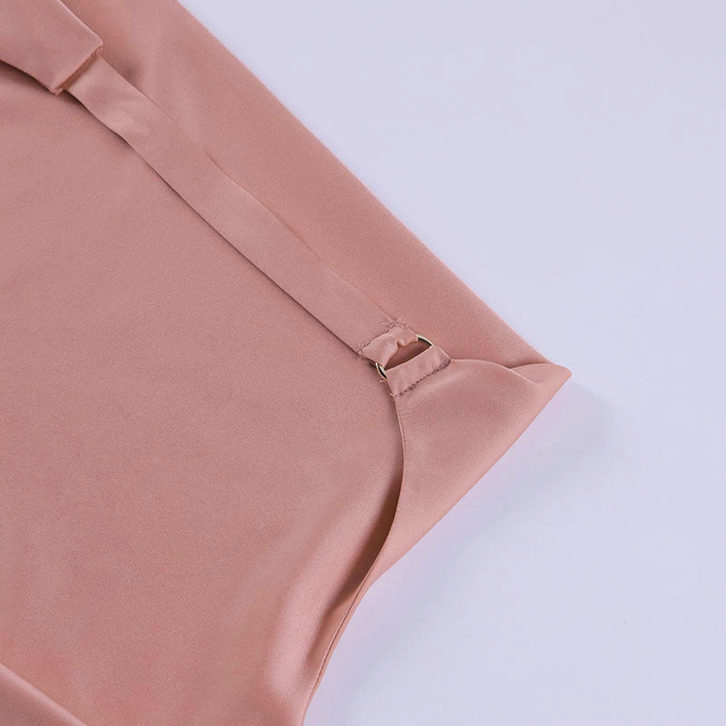 Satin Party Dress V Neck Backless  Dress