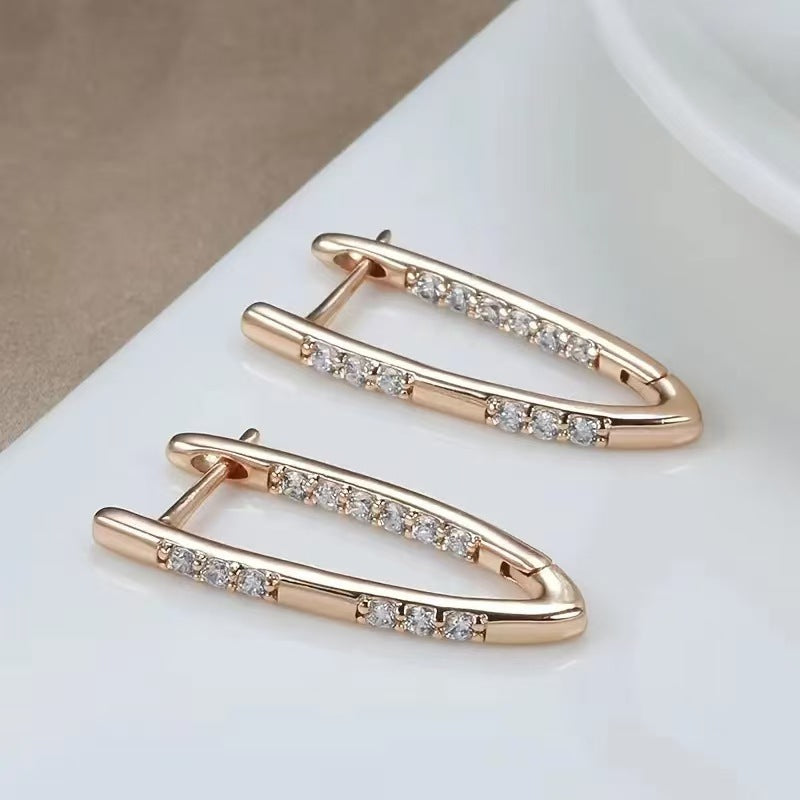 V Shape Zircon Luxe Earrings