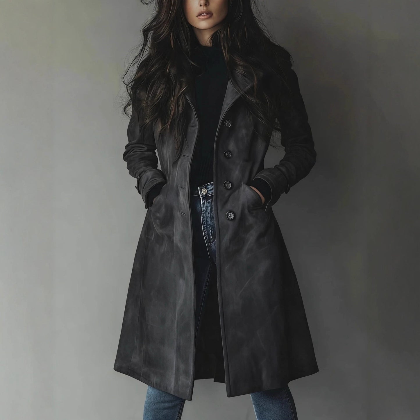 Womens Western Style Long Trench Coat