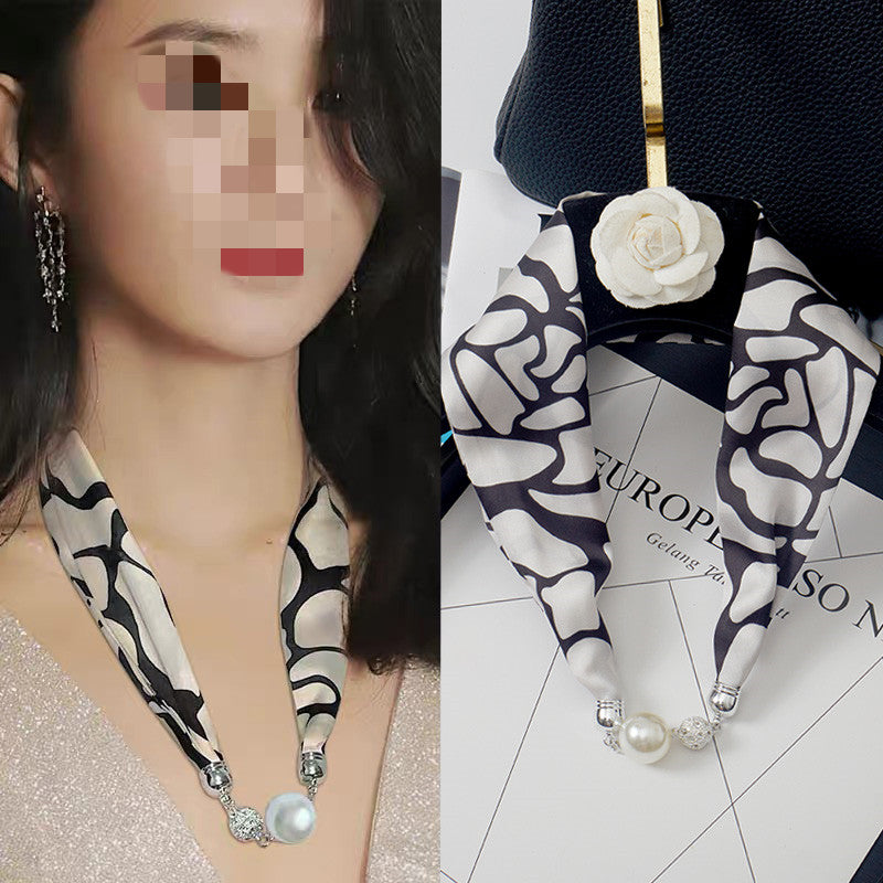 Silk Scarf Pearl Necklace