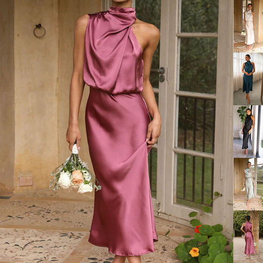 Sleeveless Halter Neck Dress Summer Fashion