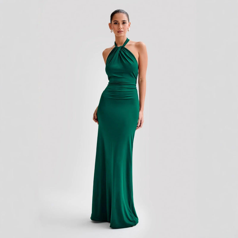 Ins Bodycon Halter Dress Sexy Backless Slim Fit Waist