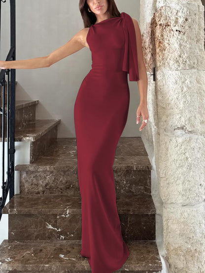 One Shoulder Ribbon Dress