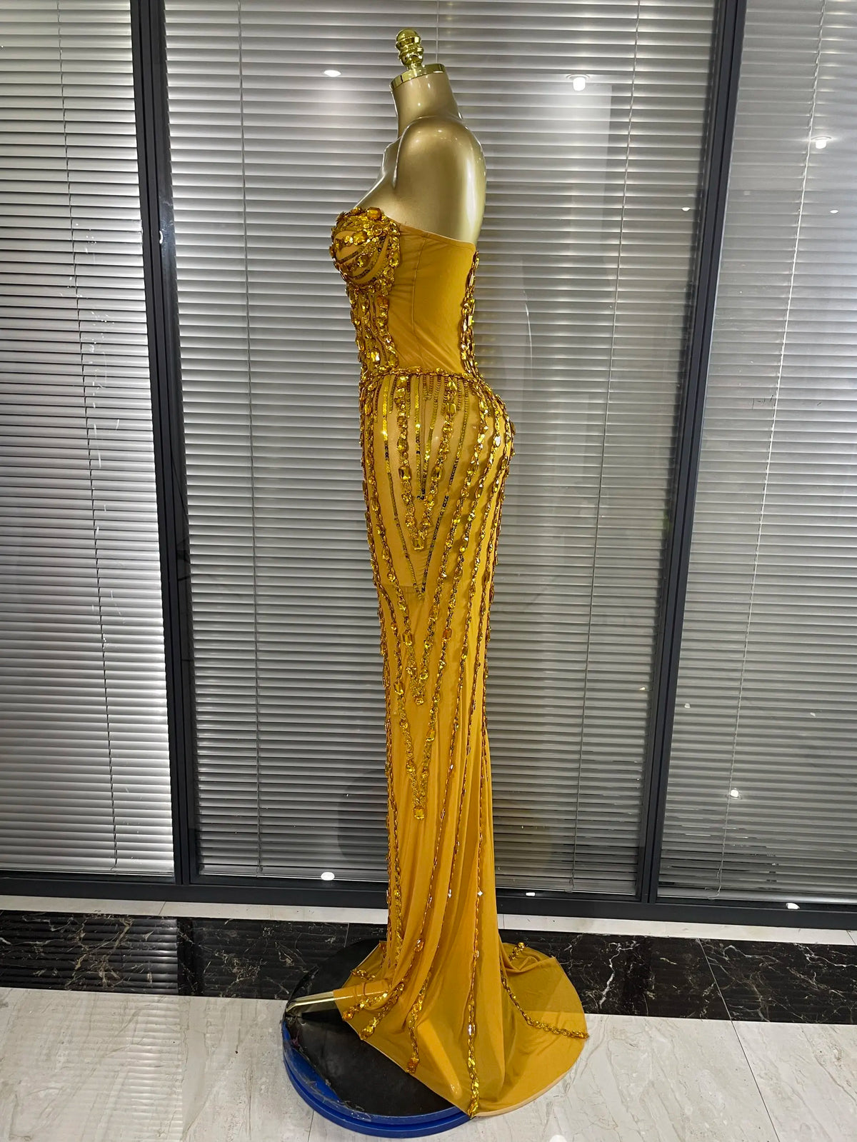 Sparkly Crystal Women Sexy Strapless Mesh See Through Long Maxi Bodycon Dress Elegant Evening Party Birthday Wedding Wear