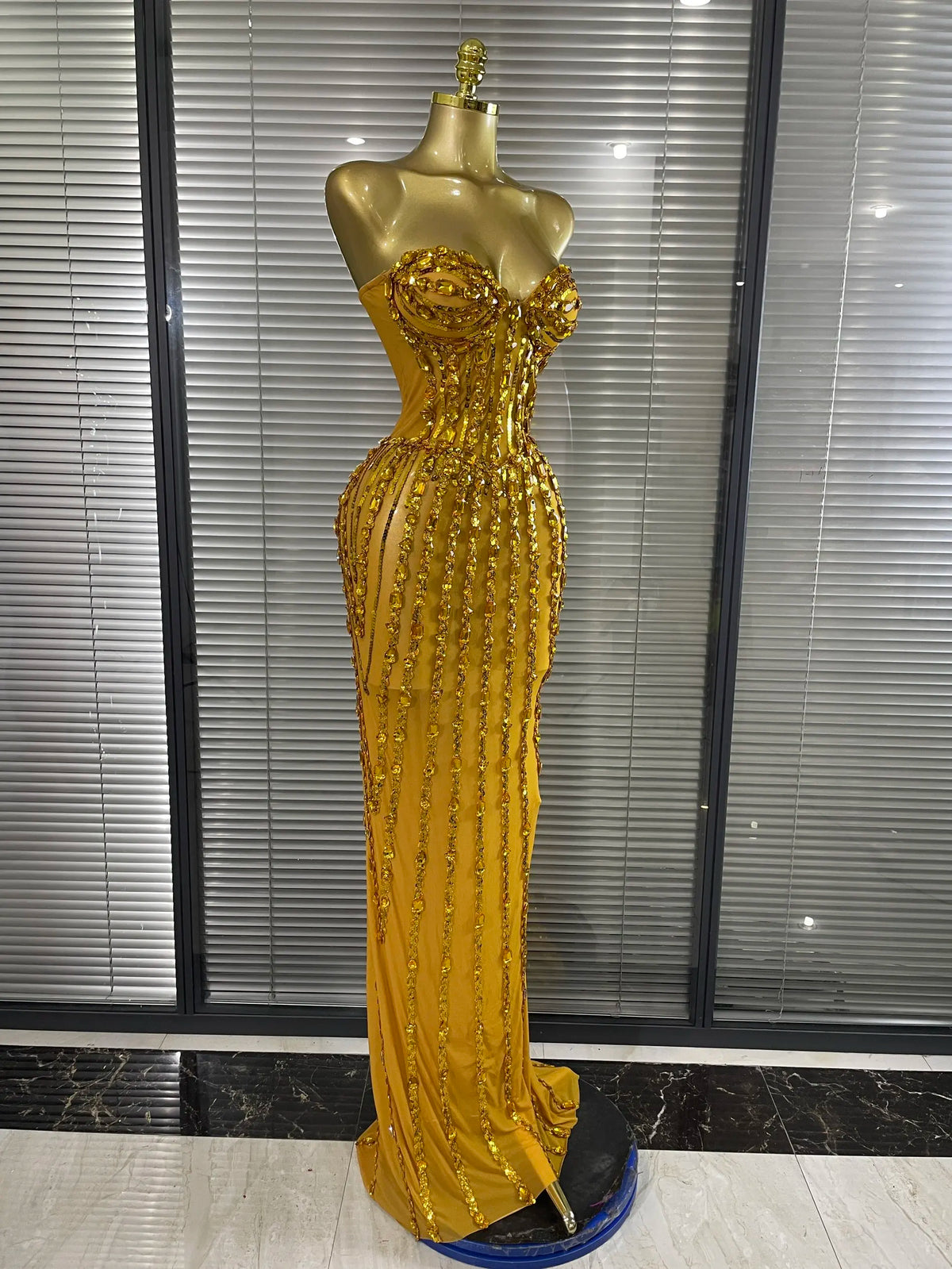 Sparkly Crystal Women Sexy Strapless Mesh See Through Long Maxi Bodycon Dress Elegant Evening Party Birthday Wedding Wear
