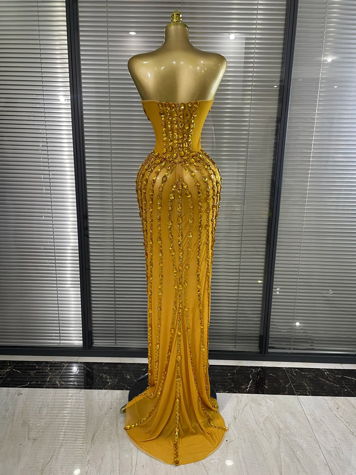 Sparkly Crystal Women Sexy Strapless Mesh See Through Long Maxi Bodycon Dress Elegant Evening Party Birthday Wedding Wear