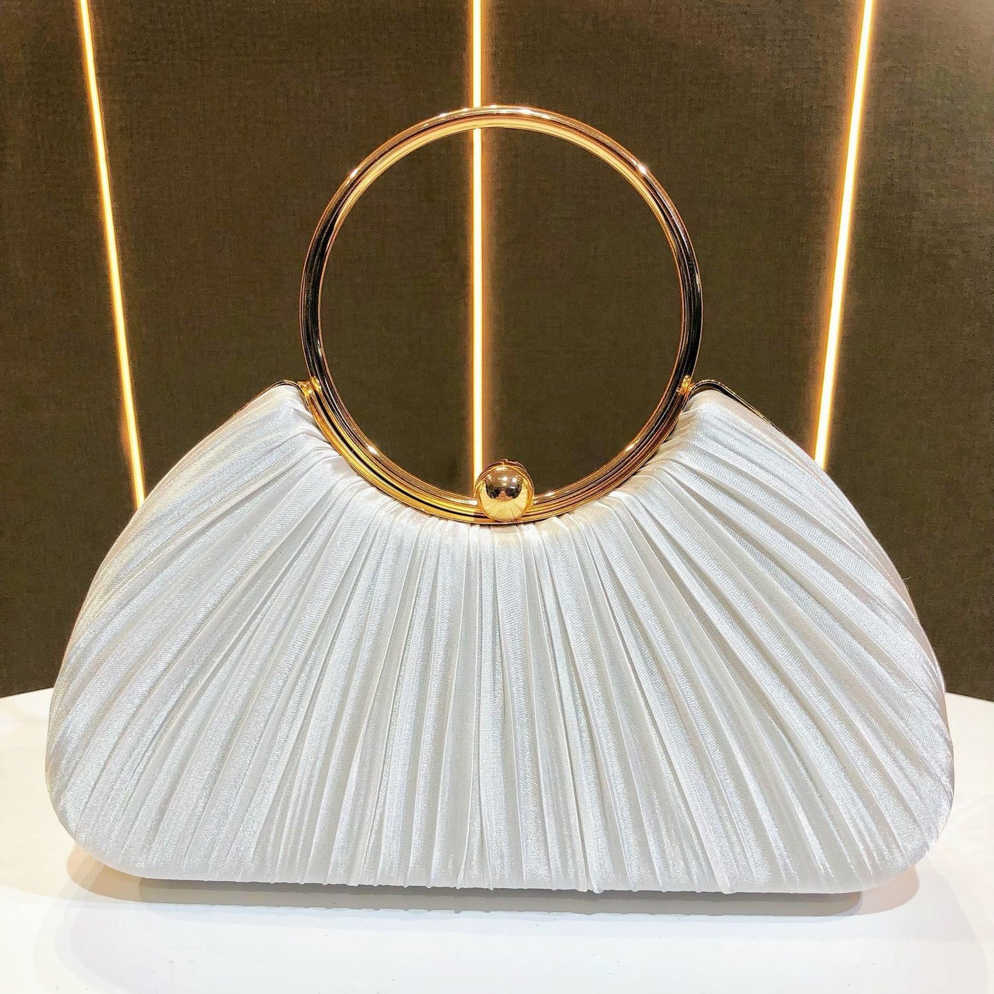 Satin Pleated Evening Clutch