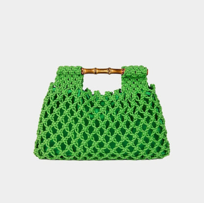 Handwoven Bamboo Handle Square Bag