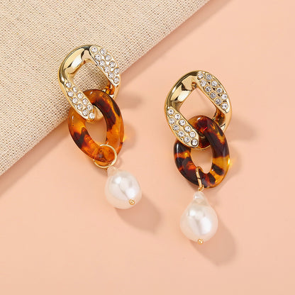 Leopard Pearl Drop Earrings