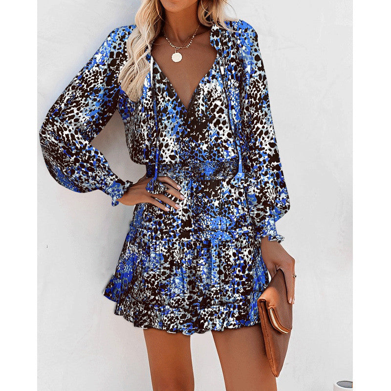Flowers Print Long Sleeve Dress