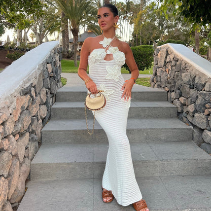 Slim Halter Neck Dress With Stars