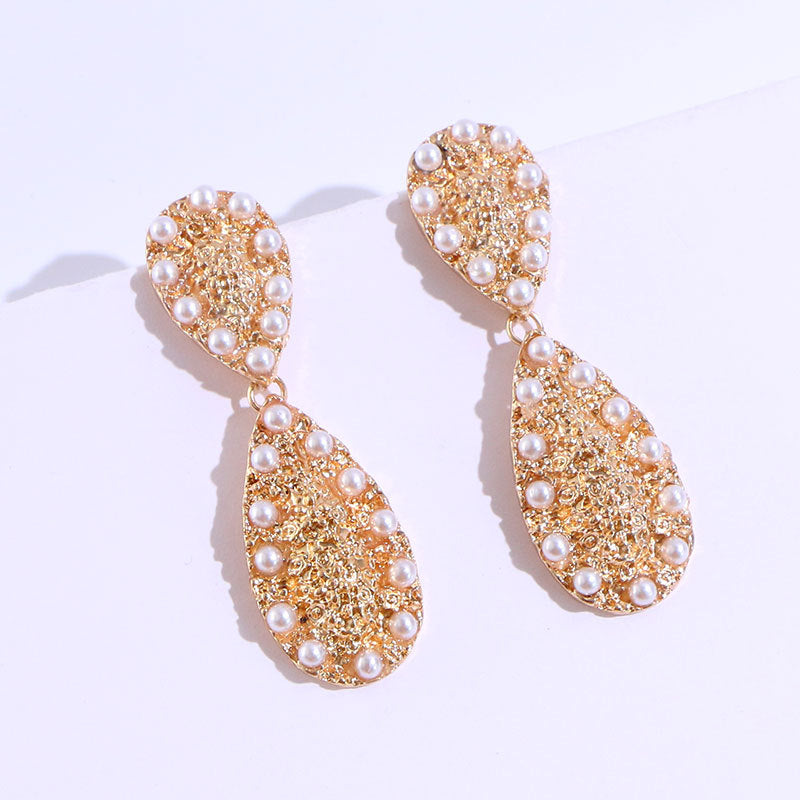 Geometric Pearl Drop Earrings