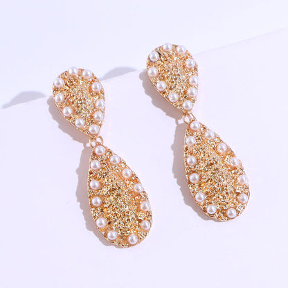Geometric Pearl Drop Earrings