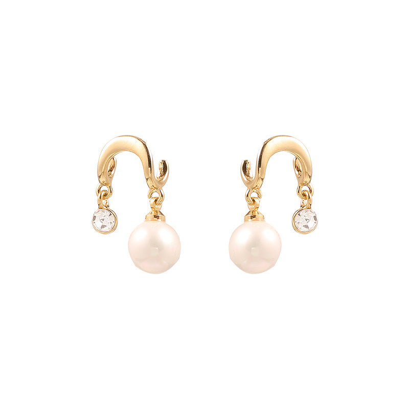 Small Design Pearl Earrings Simple Female Compact