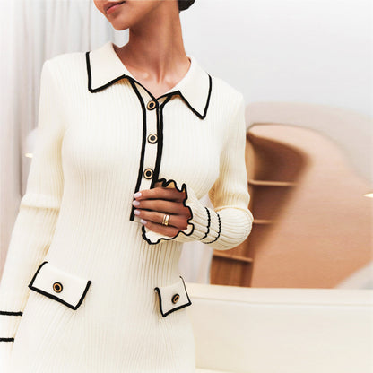Trumpet-sleeved Knitted Dress