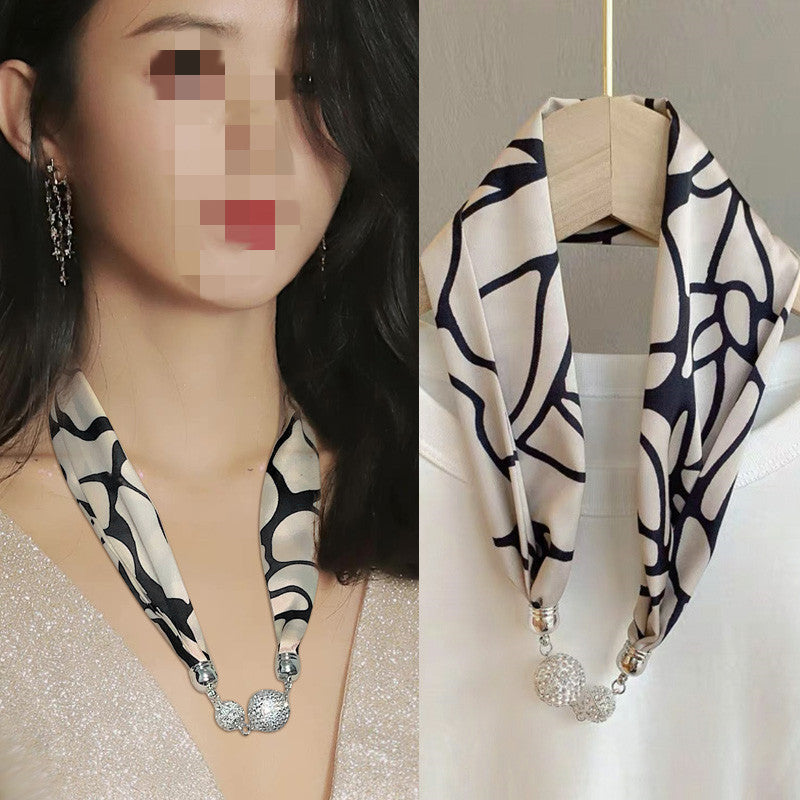 Silk Scarf Pearl Necklace
