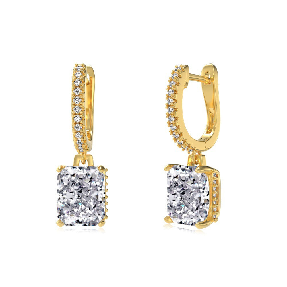 Rectangular Zircon Silver Earrings