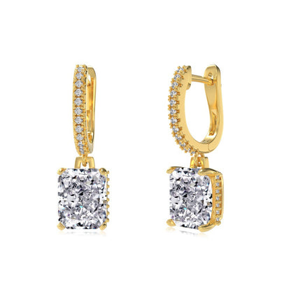 Rectangular Zircon Silver Earrings