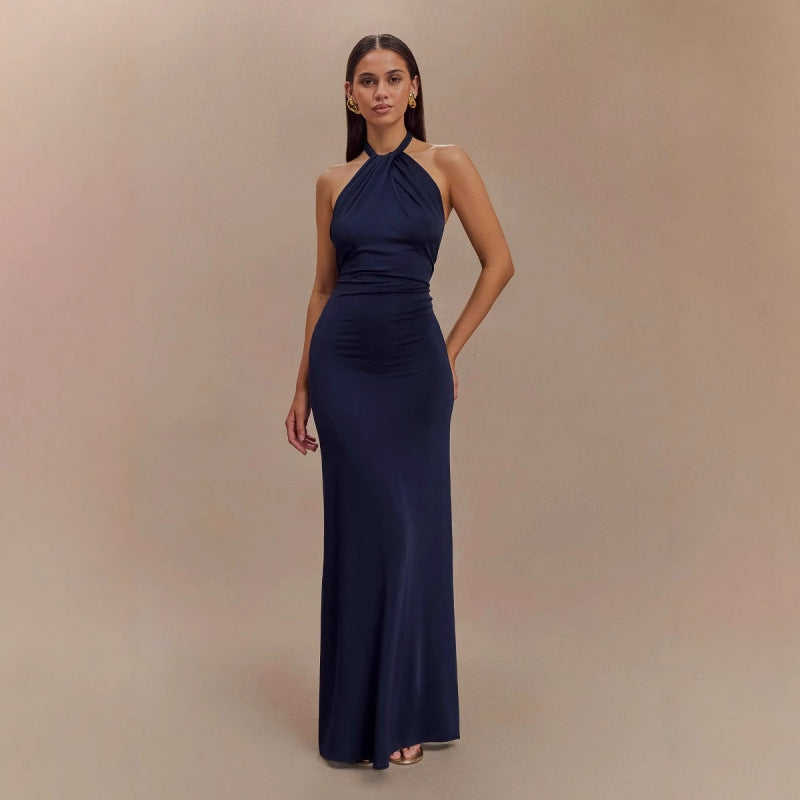 Ins Bodycon Halter Dress Sexy Backless Slim Fit Waist