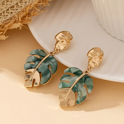 1 Pair Vintage Boho Style Leaf Dangle Earrings