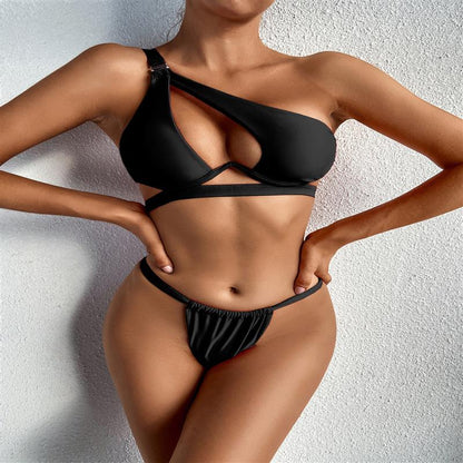 Solid Color Split Swimsuit