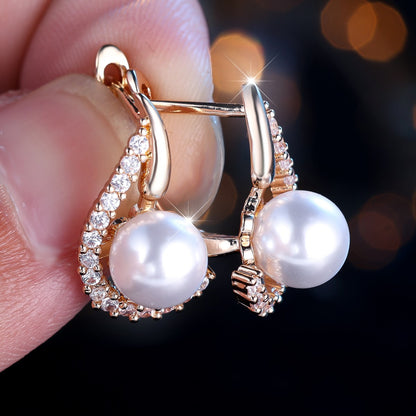 Pearl Diamond Round Earrings