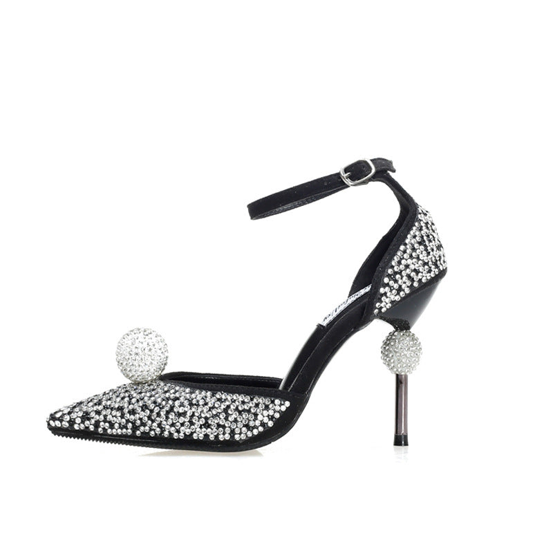 Rhinestone Pointed High Heels