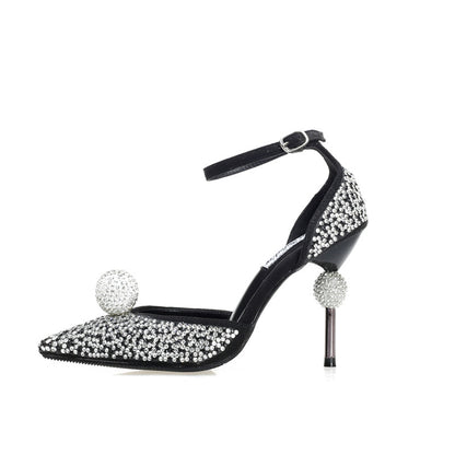 Rhinestone Pointed High Heels