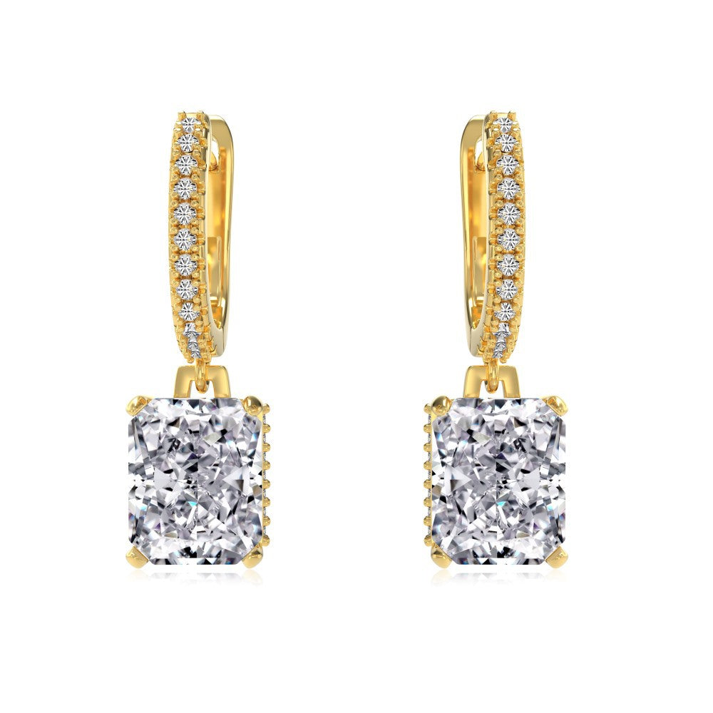 Rectangular Zircon Silver Earrings