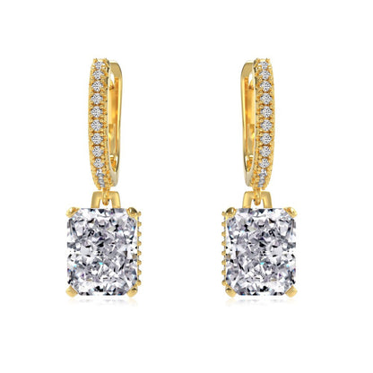 Rectangular Zircon Silver Earrings