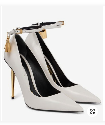 Padlock Gold Heel Pumps