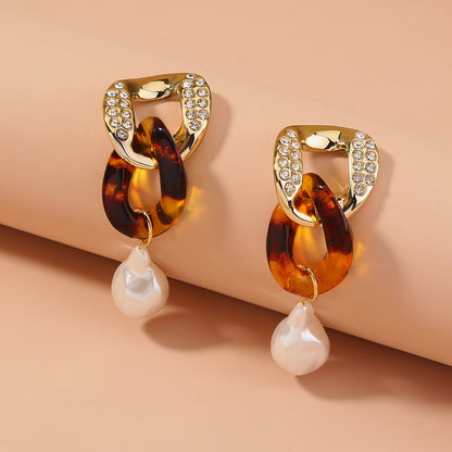 Leopard Pearl Drop Earrings