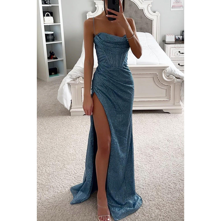 Fashion Evening Party Slim V-neck Long Dresses