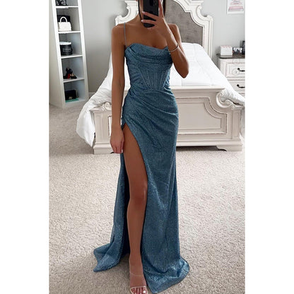 Fashion Evening Party Slim V-neck Long Dresses