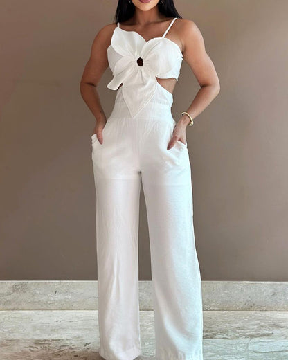 Flower Design Sling One-piece Trousers