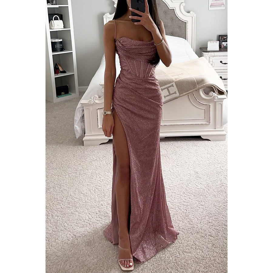 Fashion Evening Party Slim V-neck Long Dresses