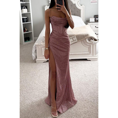 Fashion Evening Party Slim V-neck Long Dresses