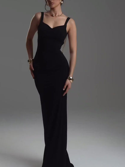 Sleeveless Backless Chain Maxi Dress
