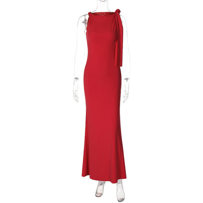 One Shoulder Ribbon Dress