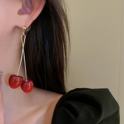 Sweet Red Acrylic Cherry Earrings