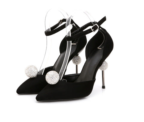 Rhinestone Pointed High Heels