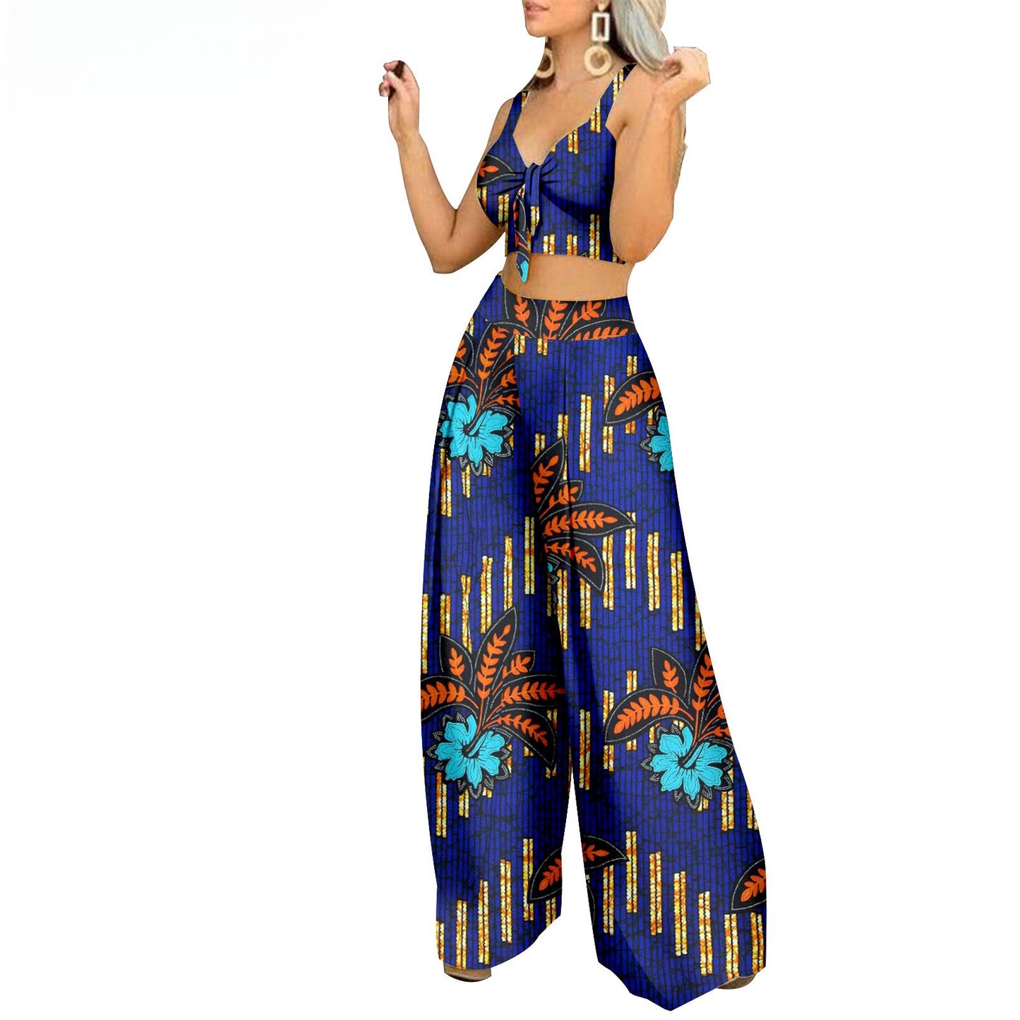 African Ethnic Print Batik Two-piece Suit