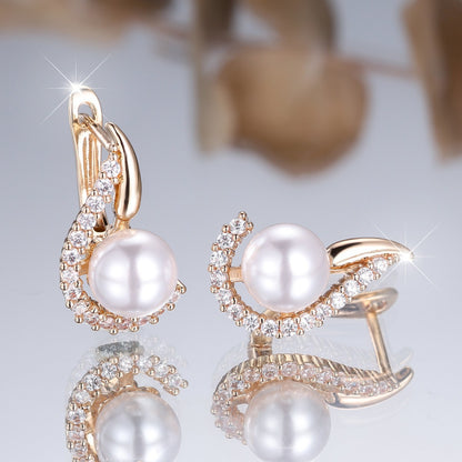 Pearl Diamond Round Earrings