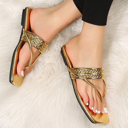 Gold Flat Summer Sandals