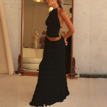 Sexy Sleeveless Backless Cropped Halter Top