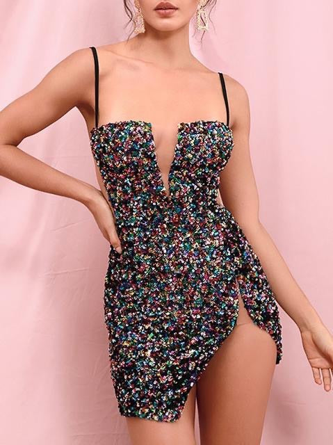 Sequined Strapless Mini Dress