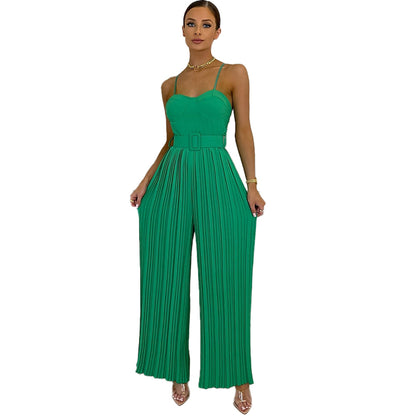 Women's Solid Color Wide Leg Jumpsuit