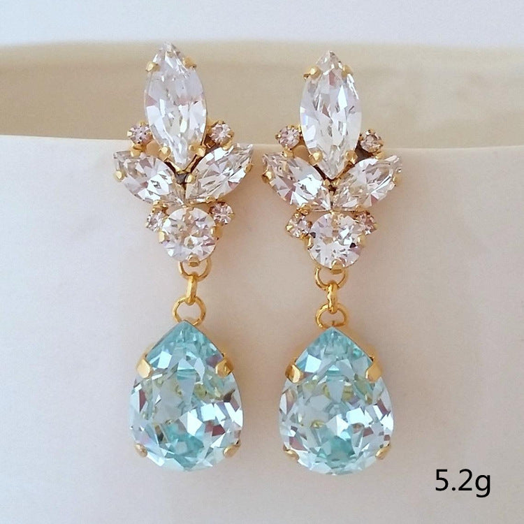 White Zircon Blue Drop Zircon Earrings